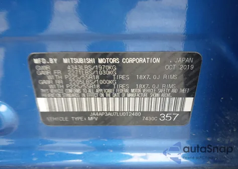 2020 Mitsubishi Outlander Sport 2.0 Es из США, поврежденный, VIN JA4AP3AU7LU012480